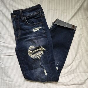 American Eagle Outfitters Dark Blue Super Stretch Crop Jeggings 0 Regular